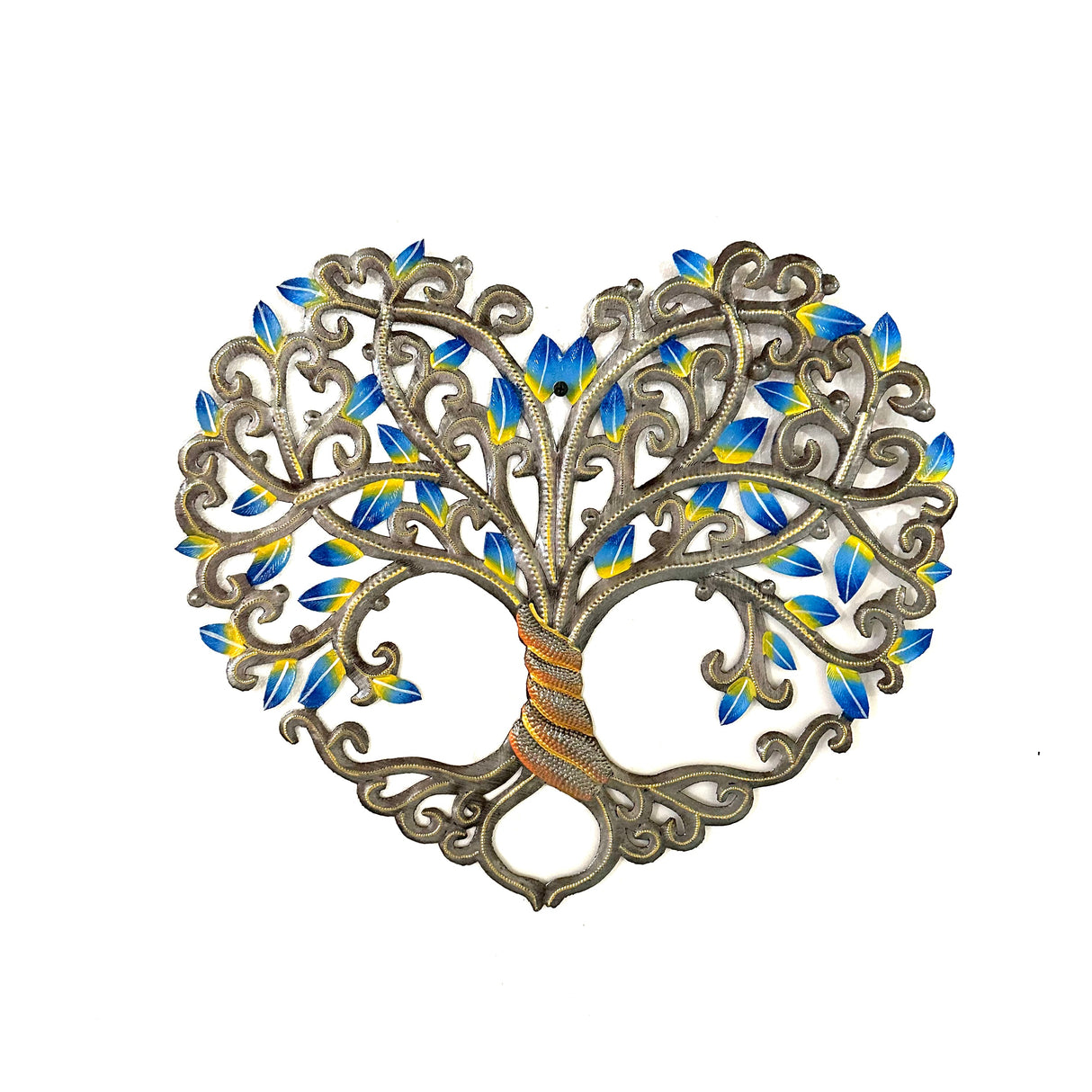 Electric Blue- Yellow Tree Heart