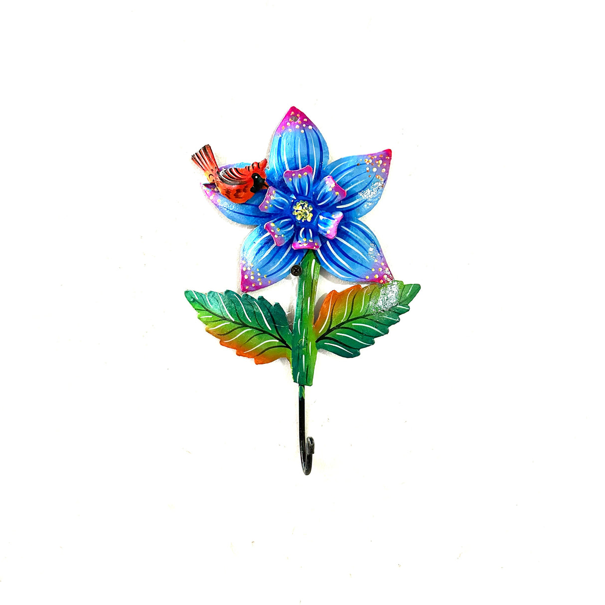 Blue Flower and Red Bird Wall Hook