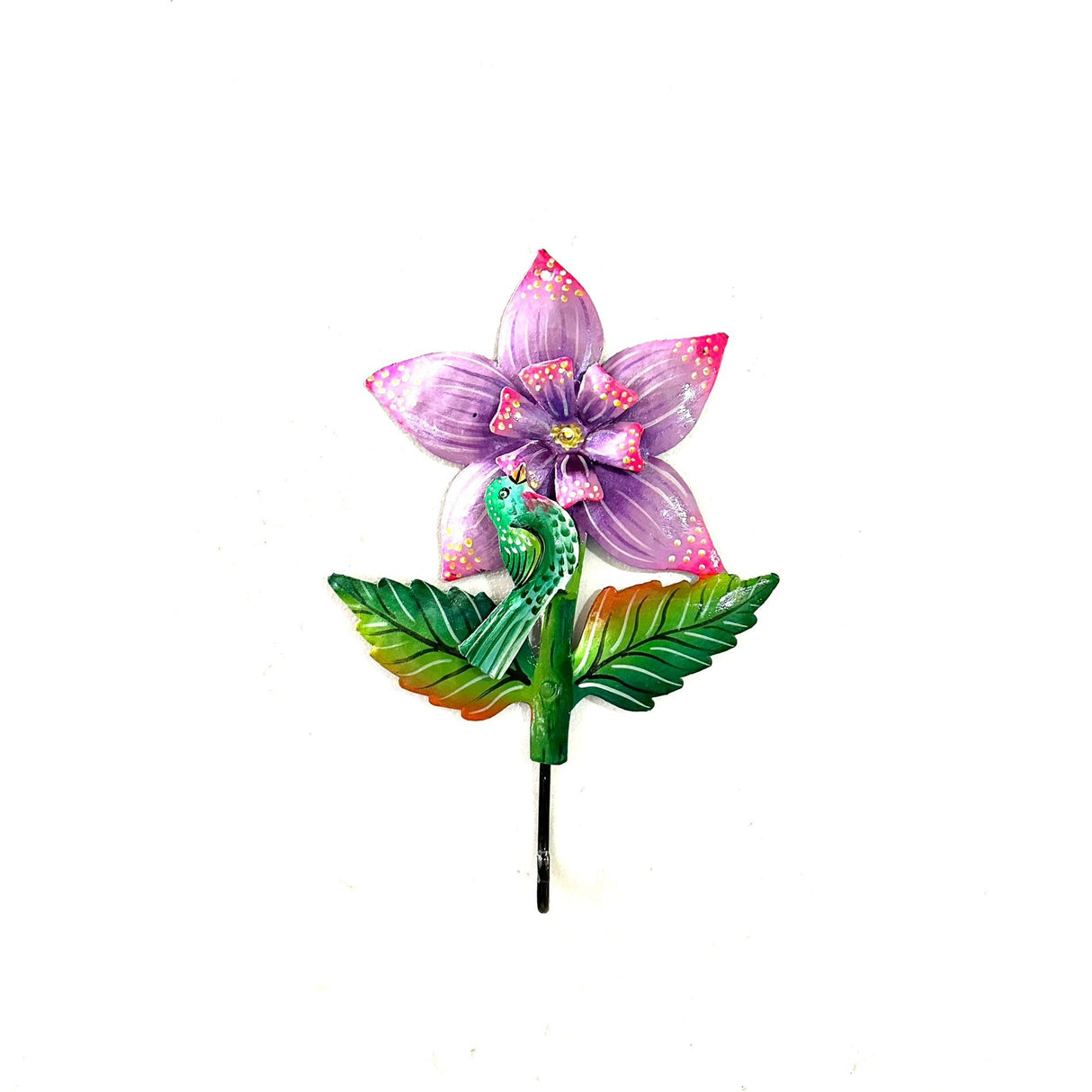 Purple Flower and Bird Wall Hook