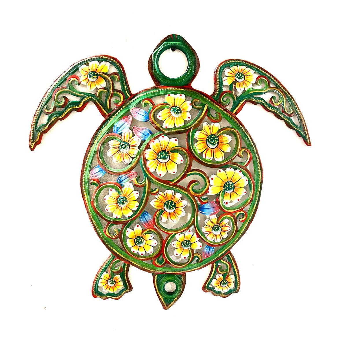 Oil Drum Top Floral Turtle