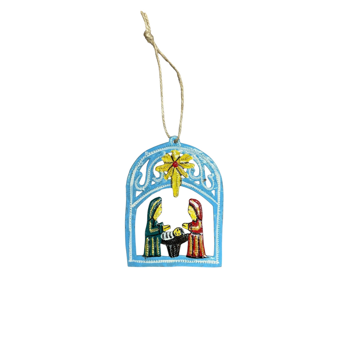 Arched Nativity Ornament- Light Blue