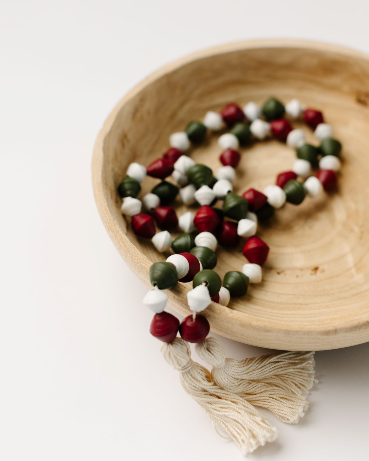 Chunky Paper Bead Garland w/ Tassles