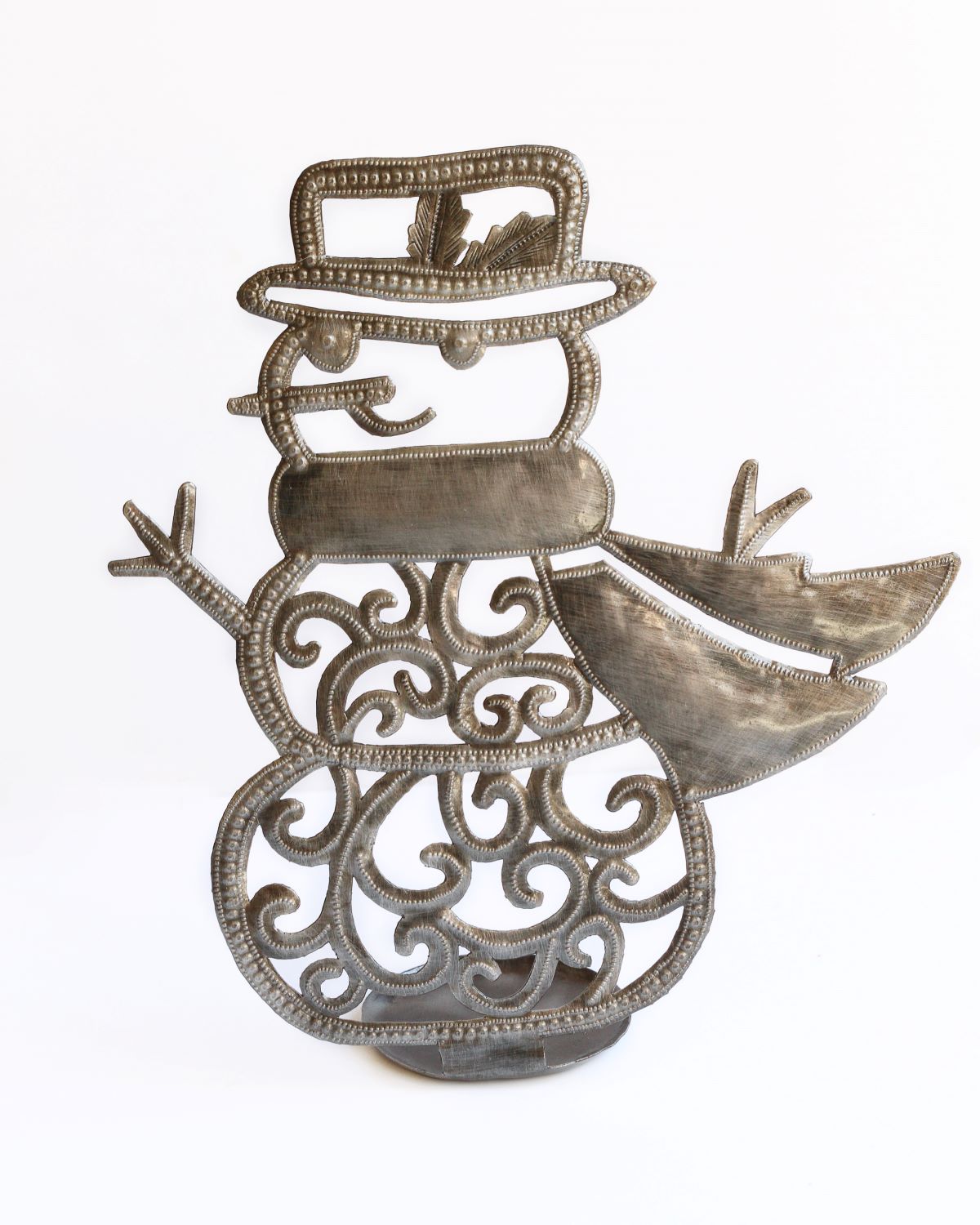 Whimsical Snowman Freestanding Metal Art