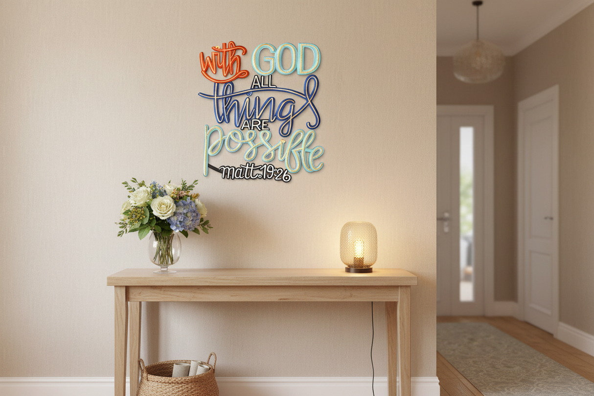 With God All Things Are Possible - Metal Art