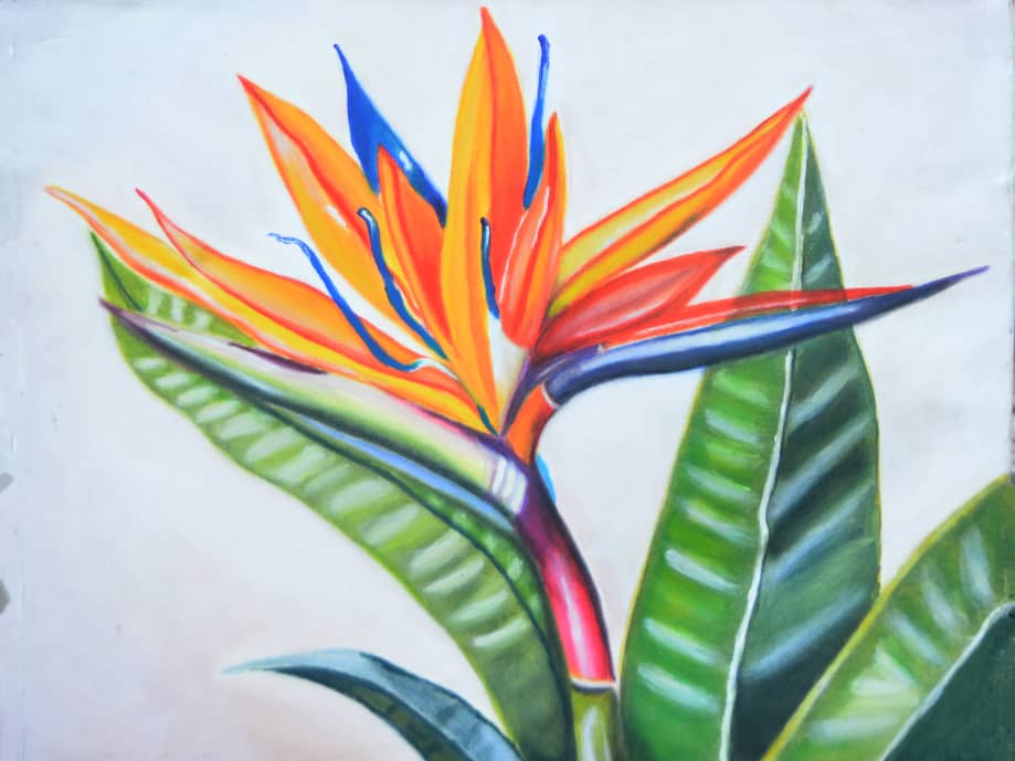 Haitian Pink Floral Painting