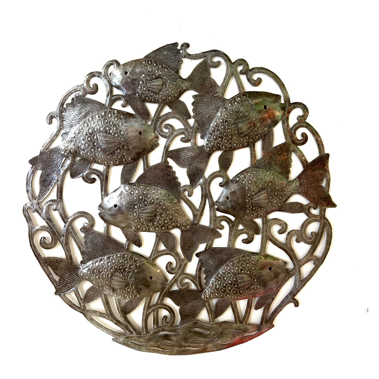Large Swimming Fish Wall Art- Brushed Metal (Style2)