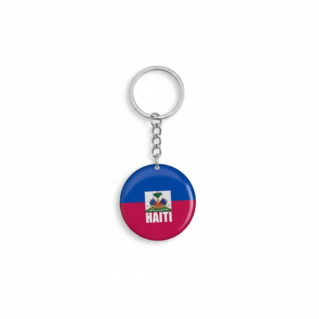 Haiti flag & Maroon Inconnu double-sided resin keychain – hero product shot on white background