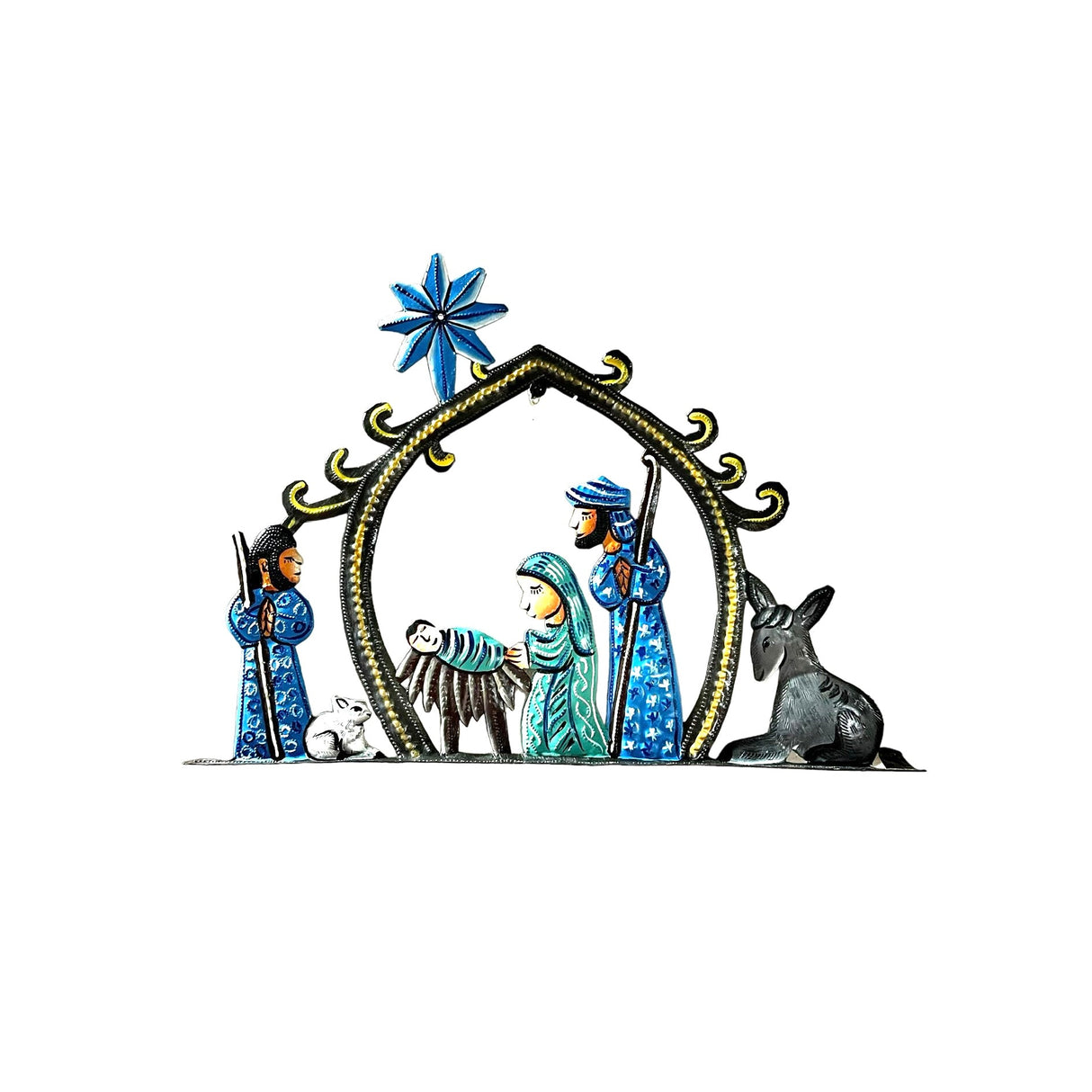 Simple Blue-Green Standing Nativity
