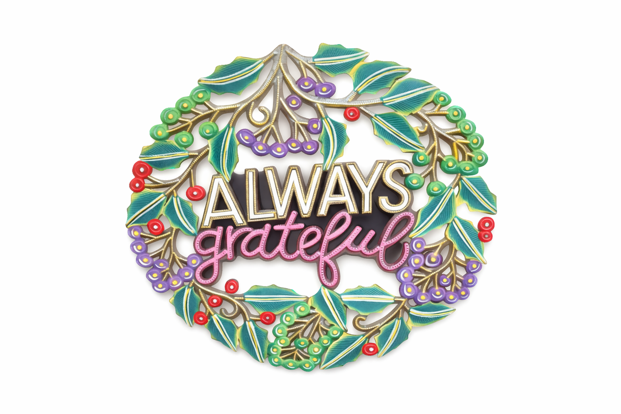 Always Grateful Metal Wreath