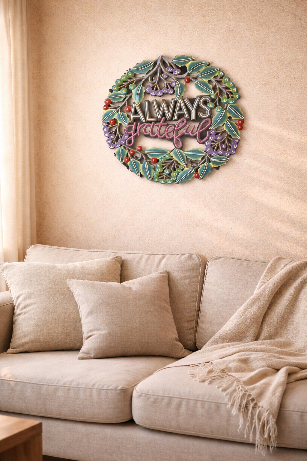 Always Grateful Metal Wreath