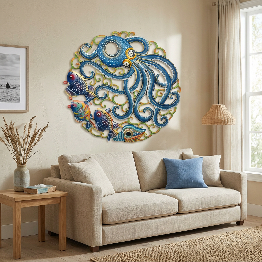 : Haitian Octopus Metal Wall Art, 23" | Recycled Steel