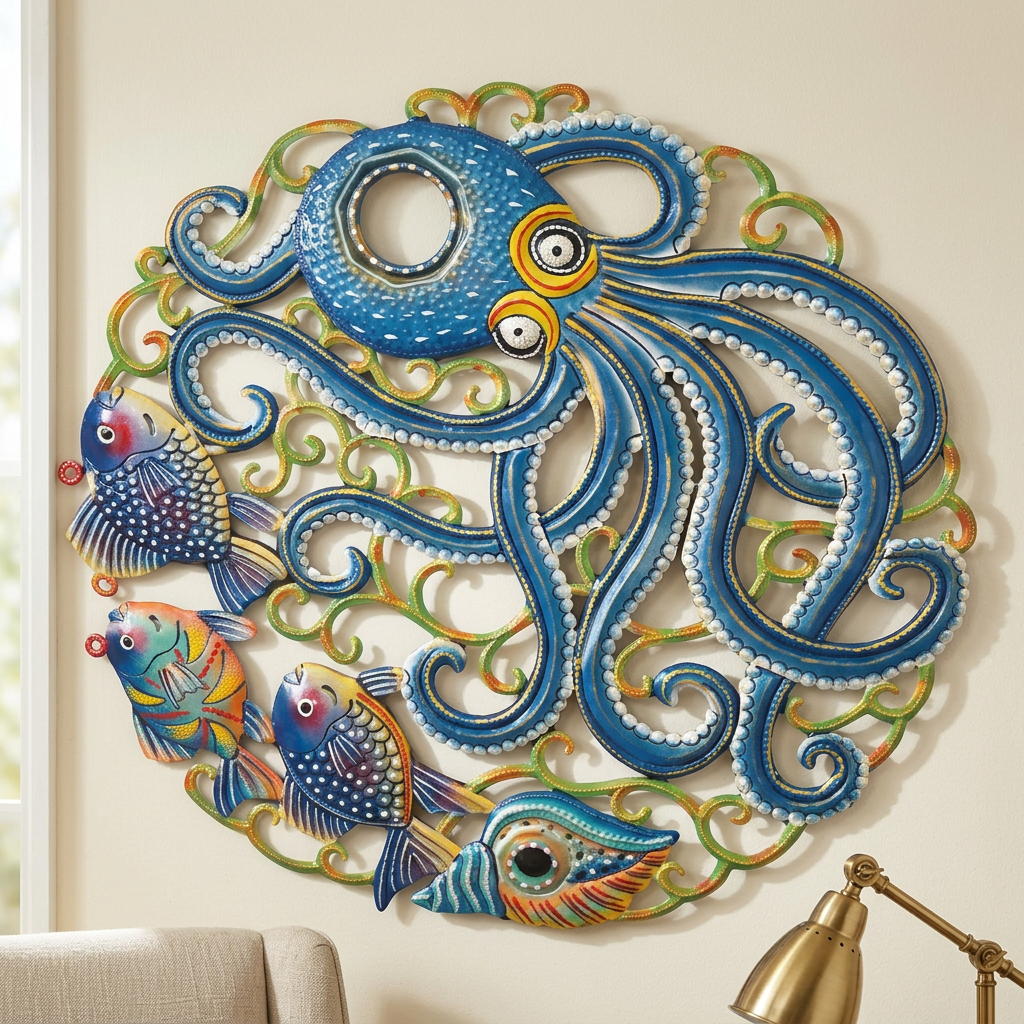 : Haitian Octopus Metal Wall Art, 23" | Recycled Steel