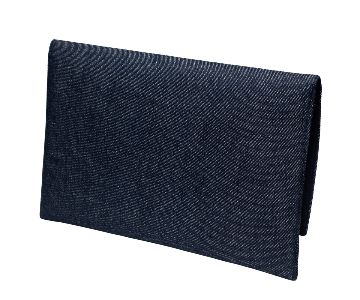 Blue Handmade Women Clutch Purse with Flower Bed Paint