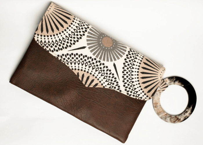 Brown Handmade Women Clutch Purse Leather Envelop Triangle Cover