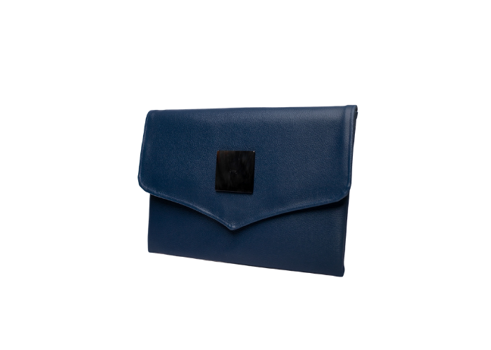 Dark Blue Handmade Women Clutch Purse Leather Envelop