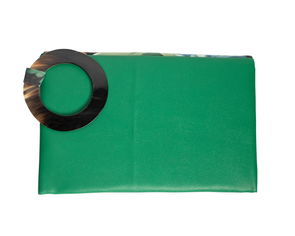 Light Green Handmade Women Clutch Purse Leather Envelop