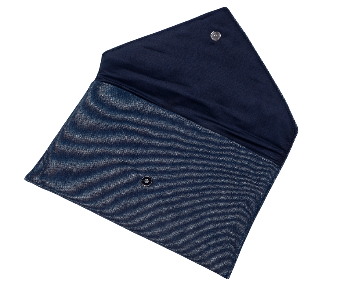 Blue Handmade Women Envelope Clutch Purse with Paint Style Paysage