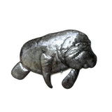 Manatee Metal Wall Art, Handmade Haitian Recycled Steel Coastal Decor, 18" x 12"