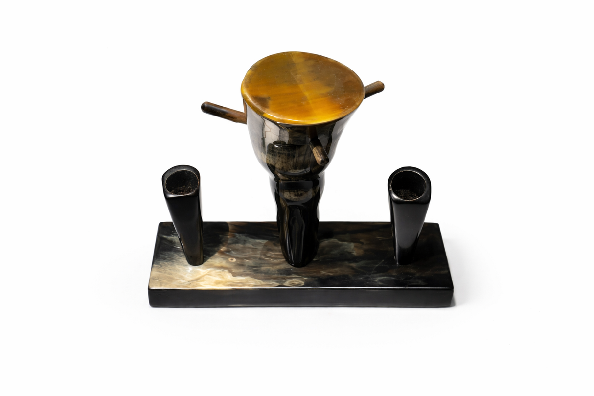 Horn Pen & Inkwell Stand