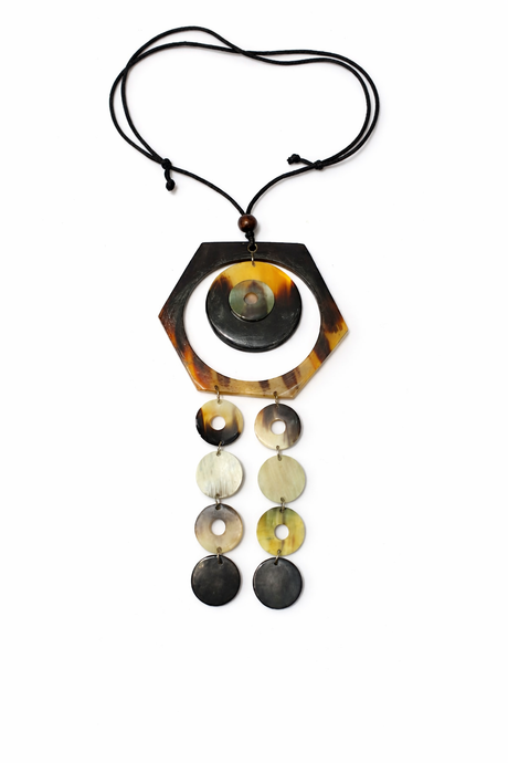 Horn Hexagon Cascade Necklace