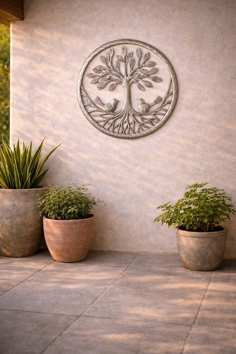 Haitian Tree of Life Metal Art - Round