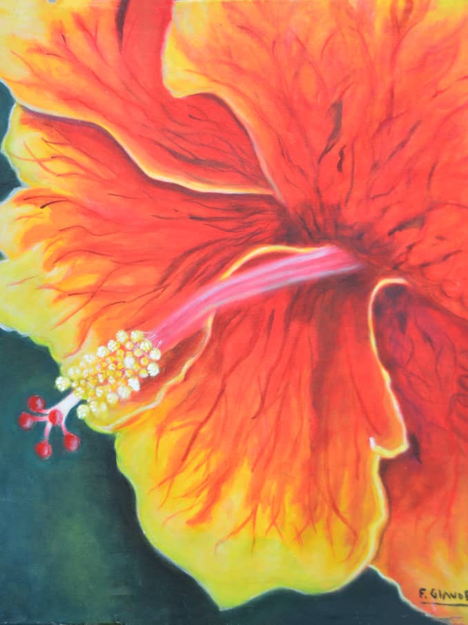 Haitian Tropical Flower Painting
