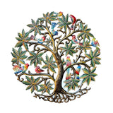 Birds Tree of Life Metal Wall Art – Handmade Haitian Recycled Steel Drum, 22"