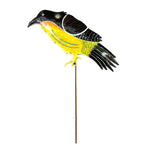 Yellow & Black Bird Garden Stake, 22″ × 14″ | Handmade Haitian Steel Art