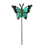 Black & Turquoise Butterfly Garden Stake, 25″ × 9.5″ | Handmade Haitian Steel Art