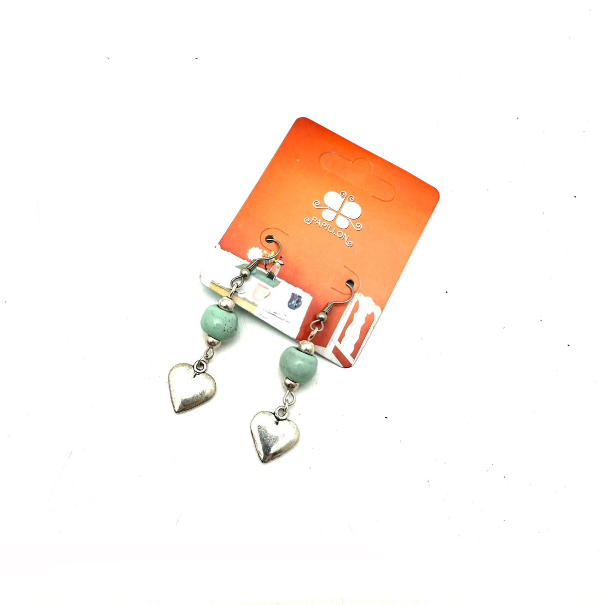 Heart Charm Earring- Aqua