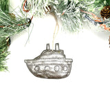 Handcrafted Steel Drum Boat Ornament, Haitian Art, 3" x 3"