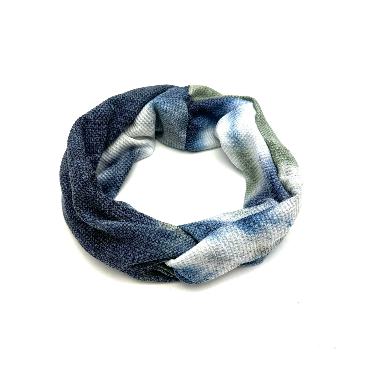 Knot Center Headband- Tie Dye Blue, metal art