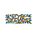 Tiny Blue Rectangle Tree Metal Wall Art – Handmade Haitian Steel Drum, 11″ × 4″