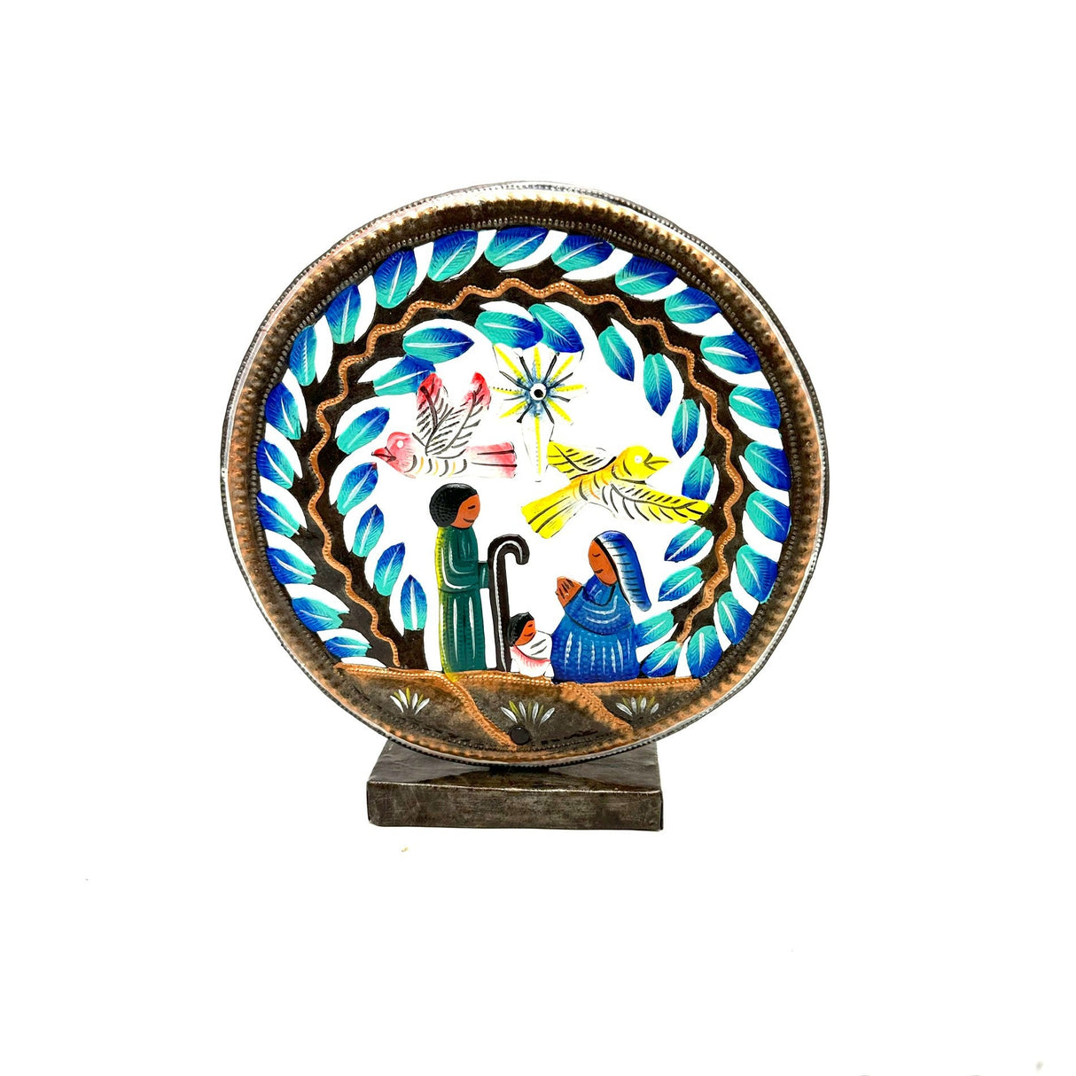 Round Painted Standing Nativity