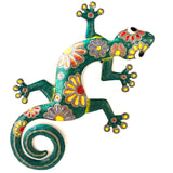 Haitian Metal Art Gecko Wall Decor – Hand-Painted Green (28" x 20")