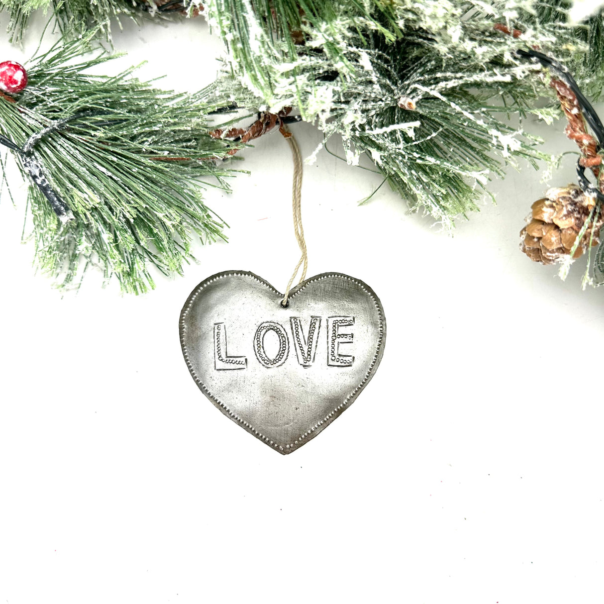 Rustic Natural Love Heart Ornament