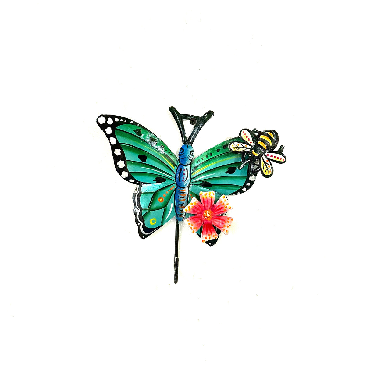 Turquoise Butterfly and Bee Wall Hook 2