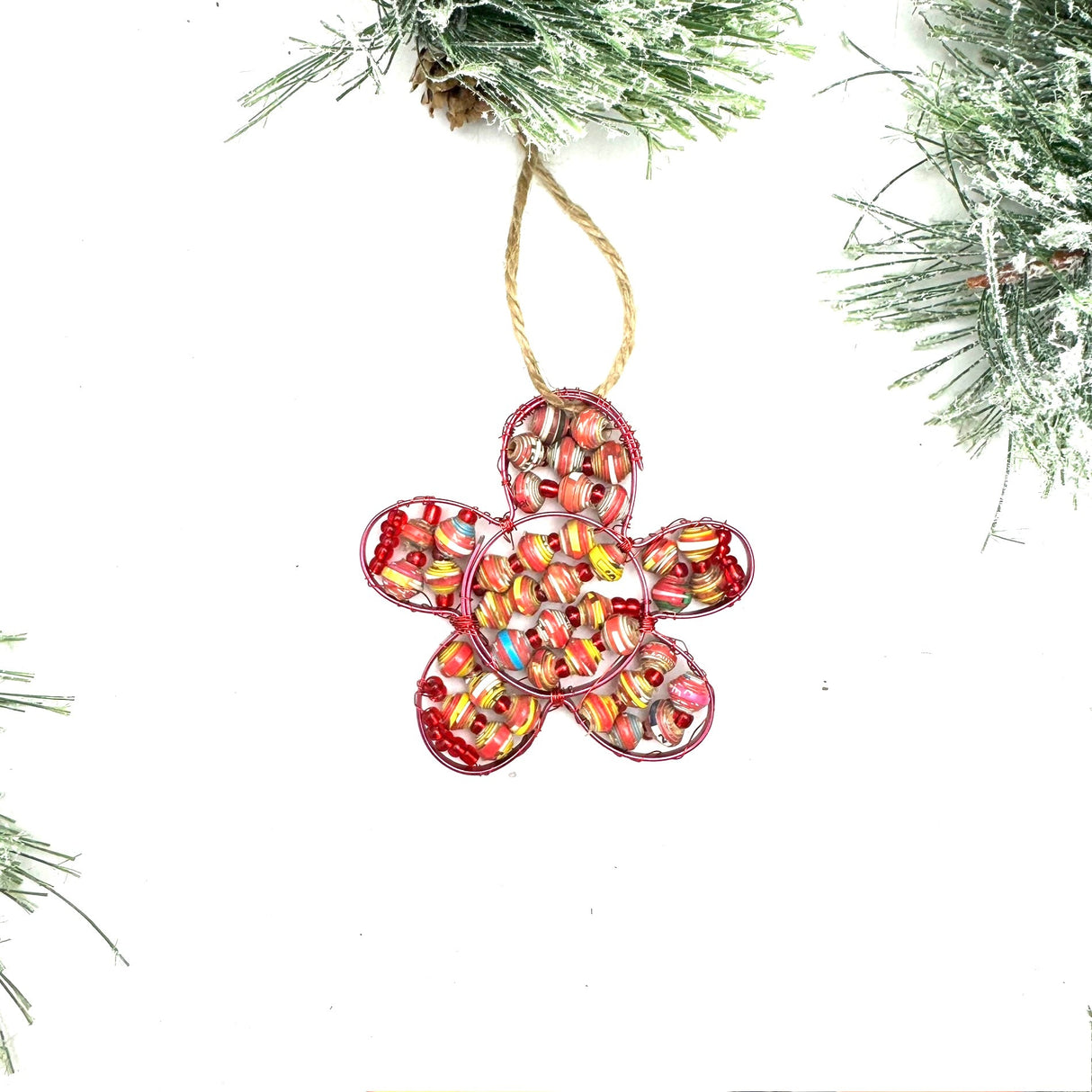 Daisy Cereal Box Wire Ornament- Red
