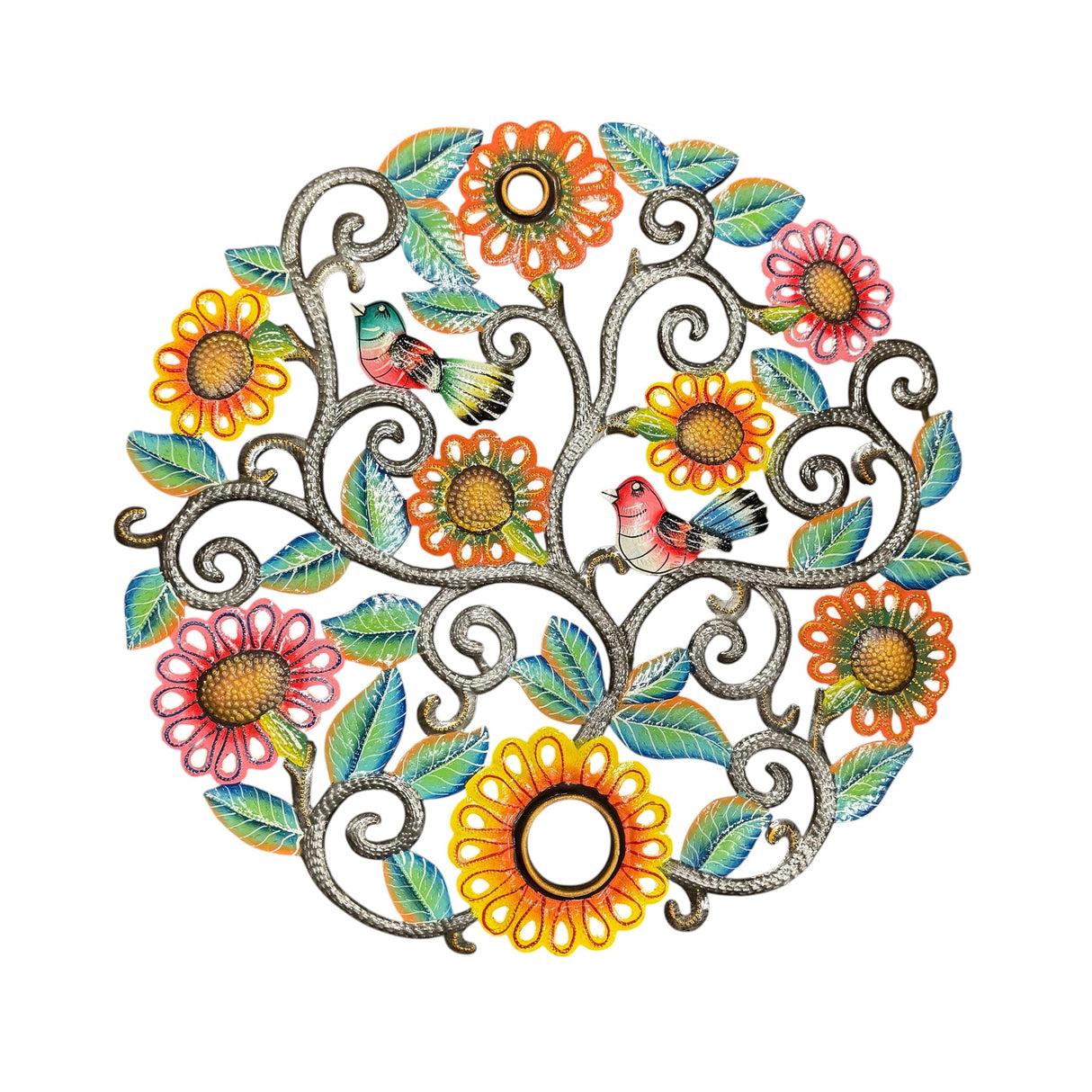 Birds and Flowers Tree of Life Oil Drum Top