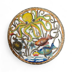 Large Yellow Octopus Haitian Handmade Metal Art