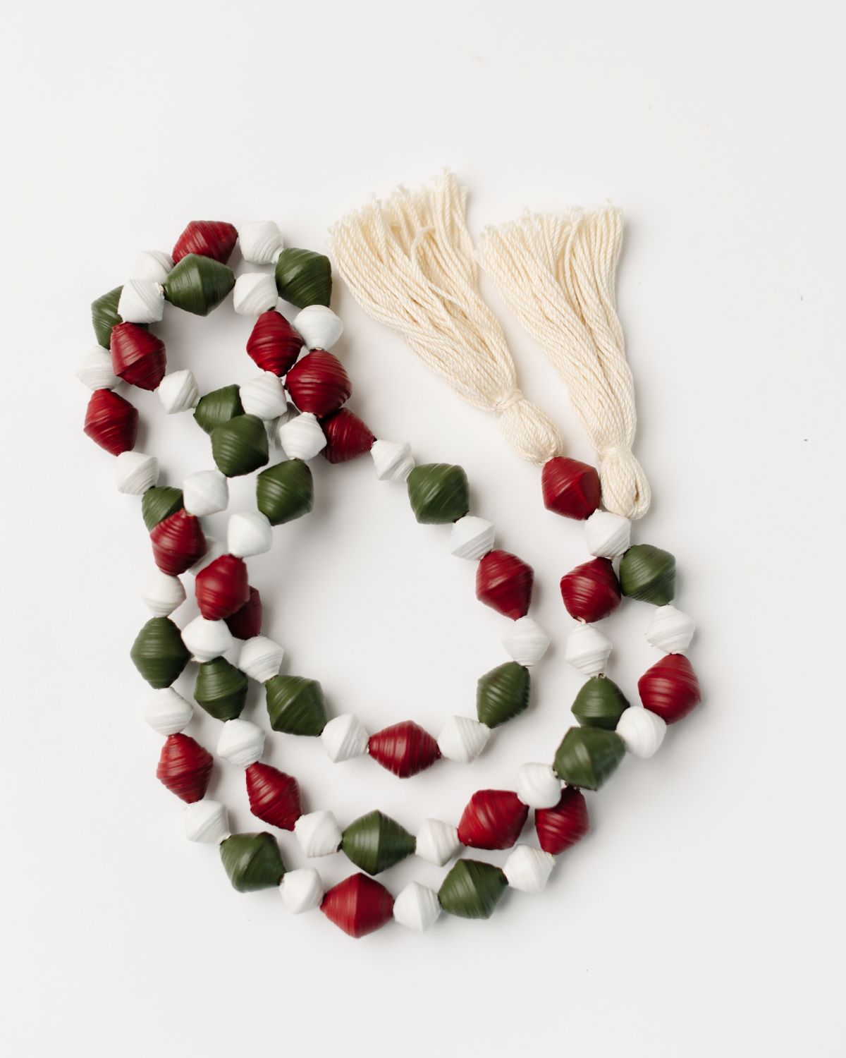 Chunky Paper Bead Garland w/ Tassles