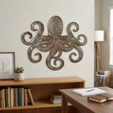 Octopus Metal Wall Art – Handcrafted Haitian Recycled Steel Drum, 22"