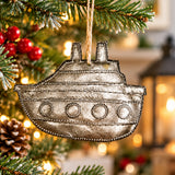 Handcrafted Steel Drum Boat Ornament, Haitian Art, 3" x 3"