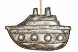 Handcrafted Steel Drum Boat Ornament, Haitian Art, 3" x 3"