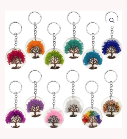 Acrylic Tree of Life Resin Keychain - Assorted Colors