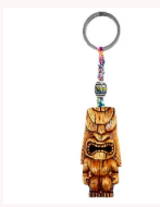 Hand Carved Wooden Tiki Keychain