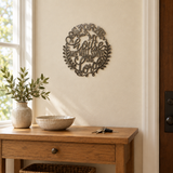 As for Me and My House Haitian metal wall art above an entryway console