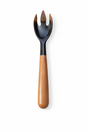 Handmade Haitian black ox horn and teak wood cocktail fork on white background