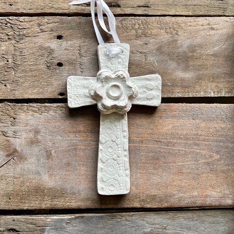 Medium Floral Ceramic Cross