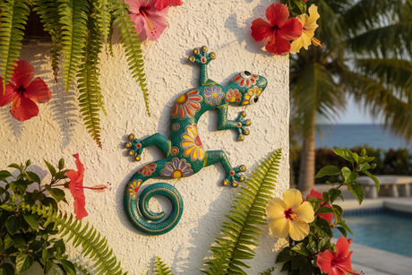 Jumbo Painted Gecko Green - Tropical Outdoor Patio